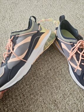 Fabletics Women's Gray and Peach Lace-Up Athletic Sneakers